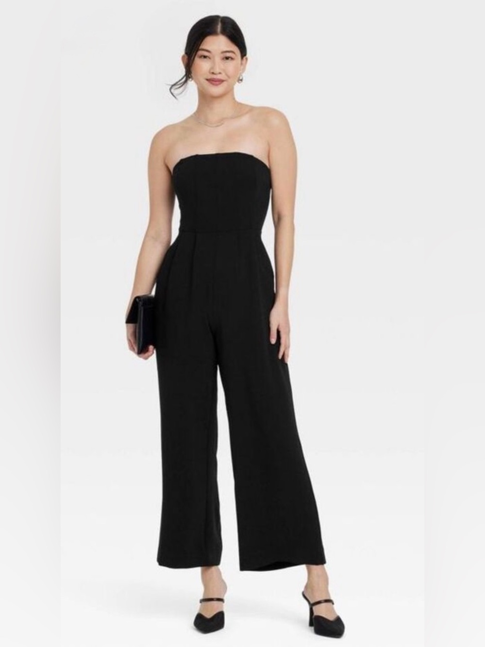NWT Black Strapless Wide-Leg Jumpsuit A New Day Medium